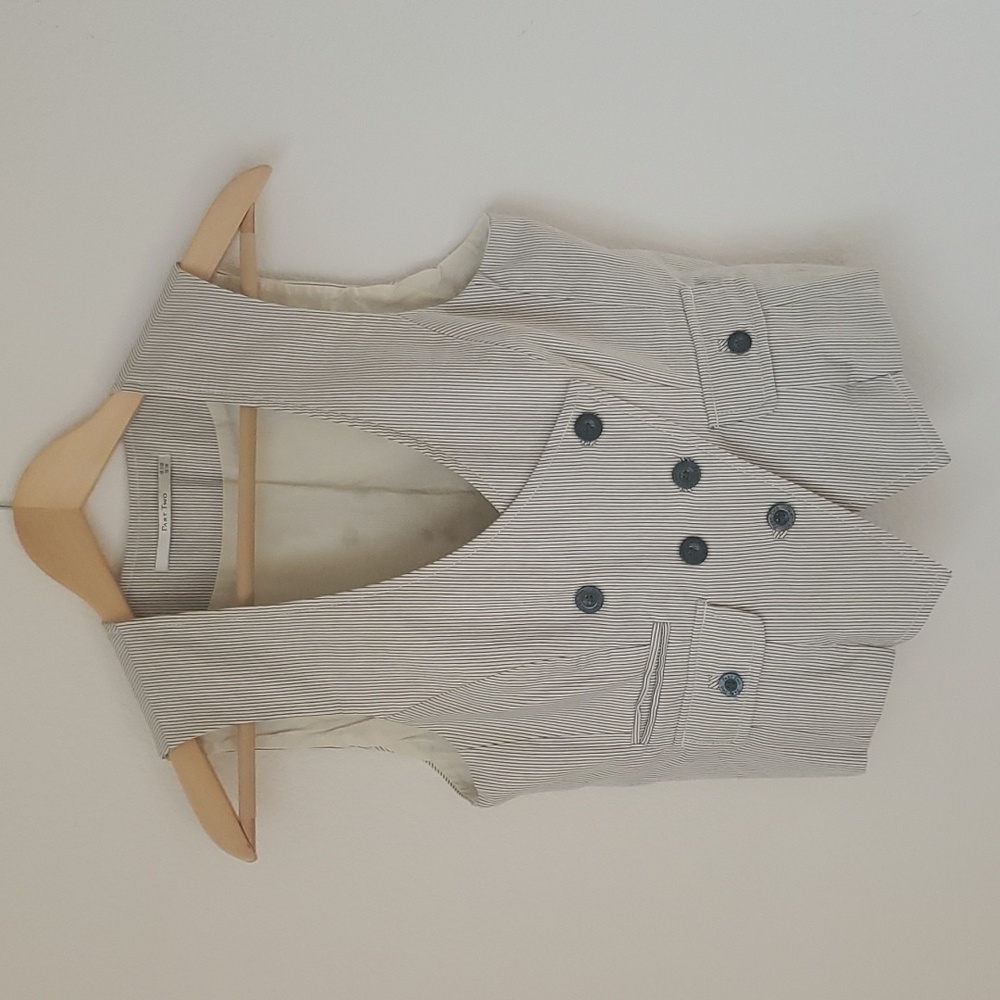PART TWO classic neutral white blue cotton vest buttons size 4